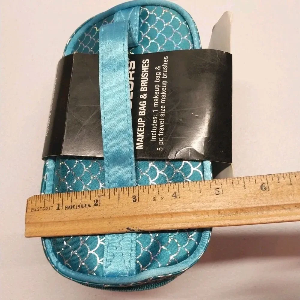 LA Colors Mermaid Makeup Bag w/ 5 Travel Size  Cosmetics Brushes NWT